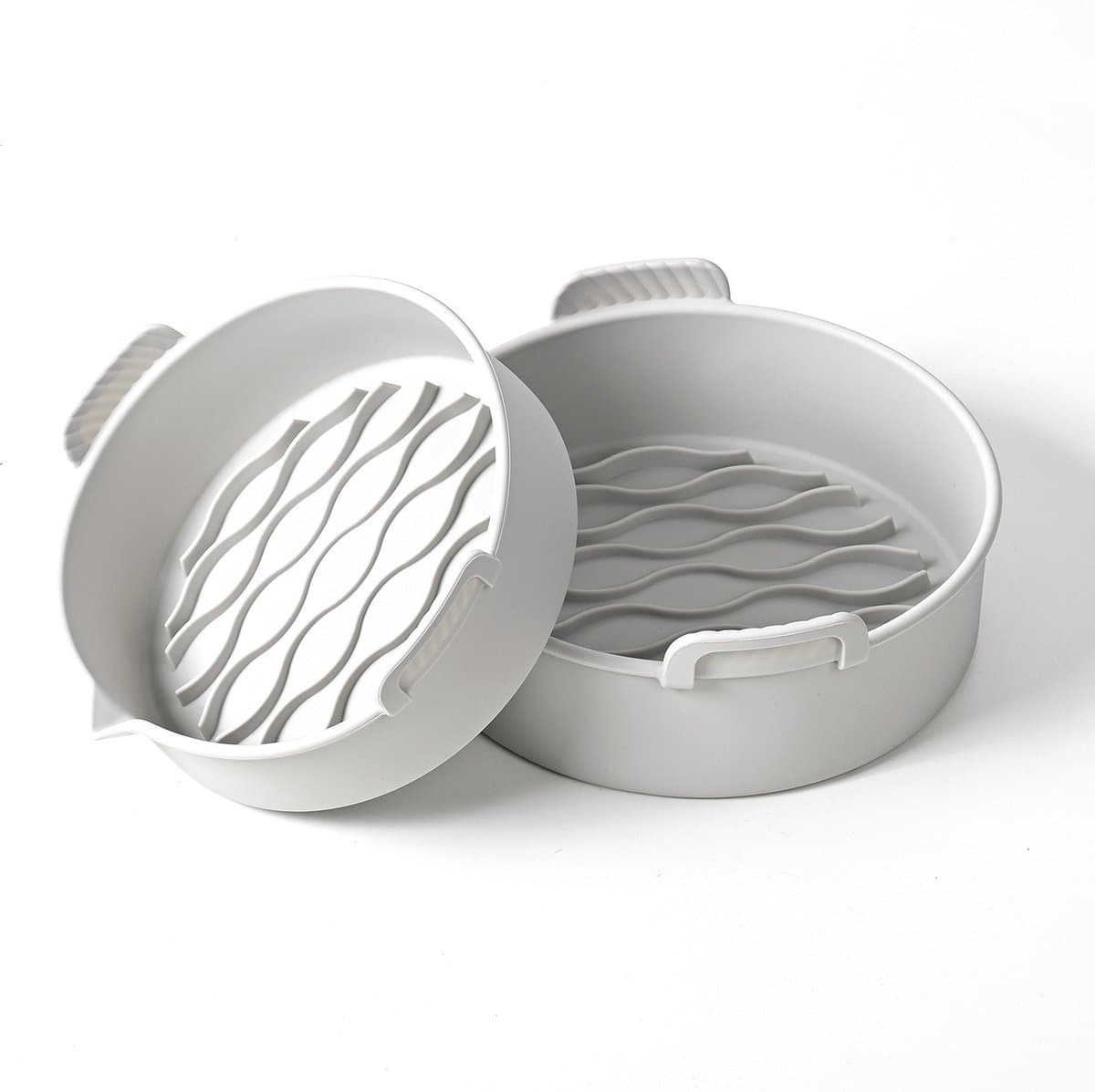 Airfryer siliconen bakje - 20*6.5cm - 2 stuks - Airfryer accessoires - Vaatwasser veilig - BPA-vrij - Grijs — afbeelding 1