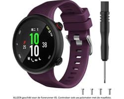Paars siliconen bandje geschikt voor de Garmin Forerunner 45 en Garmin Swim 2 – Maat: zie maatfoto - horlogeband - polsband - strap - siliconen - purple rubber smartwatch strap