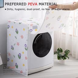 Borvat® - Wasmachine hoes - Wasmachine hoover - Wasmachine beschermer - Wasmachine overtrek - Waterdichte bescherming - Wasdroger beschermhoes - S-62 x 60 x 83 cm - gelukkige oceaan — thumbnail 3