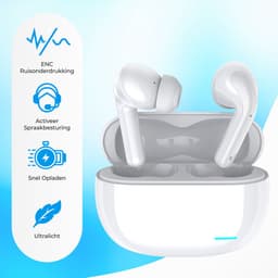 Nubex® Draadloze Oordopjes met Oplaadcase - Bluetooth 5.3 - Oordopjes Draadloos - Sport Earbuds - ENC - Oortjes draadloos - Wit — thumbnail 2