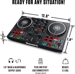 Numark Party Mix II - DJ-controller / DJ-set voor beginners met ingebouwde DJ-verlichting en DJ-mixer voor Serato DJ Lite — thumbnail 3