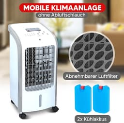 airconditioning zor Alpina Mobiele airconditioning, zonder afvoerslang, met afstandsbediening, timer, 7,5 uur, 60 dBA, 2-in-1 luchtkoeler, luchtbevochtiger, mobiele ventilator met waterkoeling, mobiele — thumbnail 4