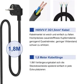 Power Strip with USB Ports - 11 Outlet Surge Protector with Switch, Child Safety Covers, 1 USB-C and 3 USB-A Ports - 1.8m Extension Cord for Kitchen Use — thumbnail 5