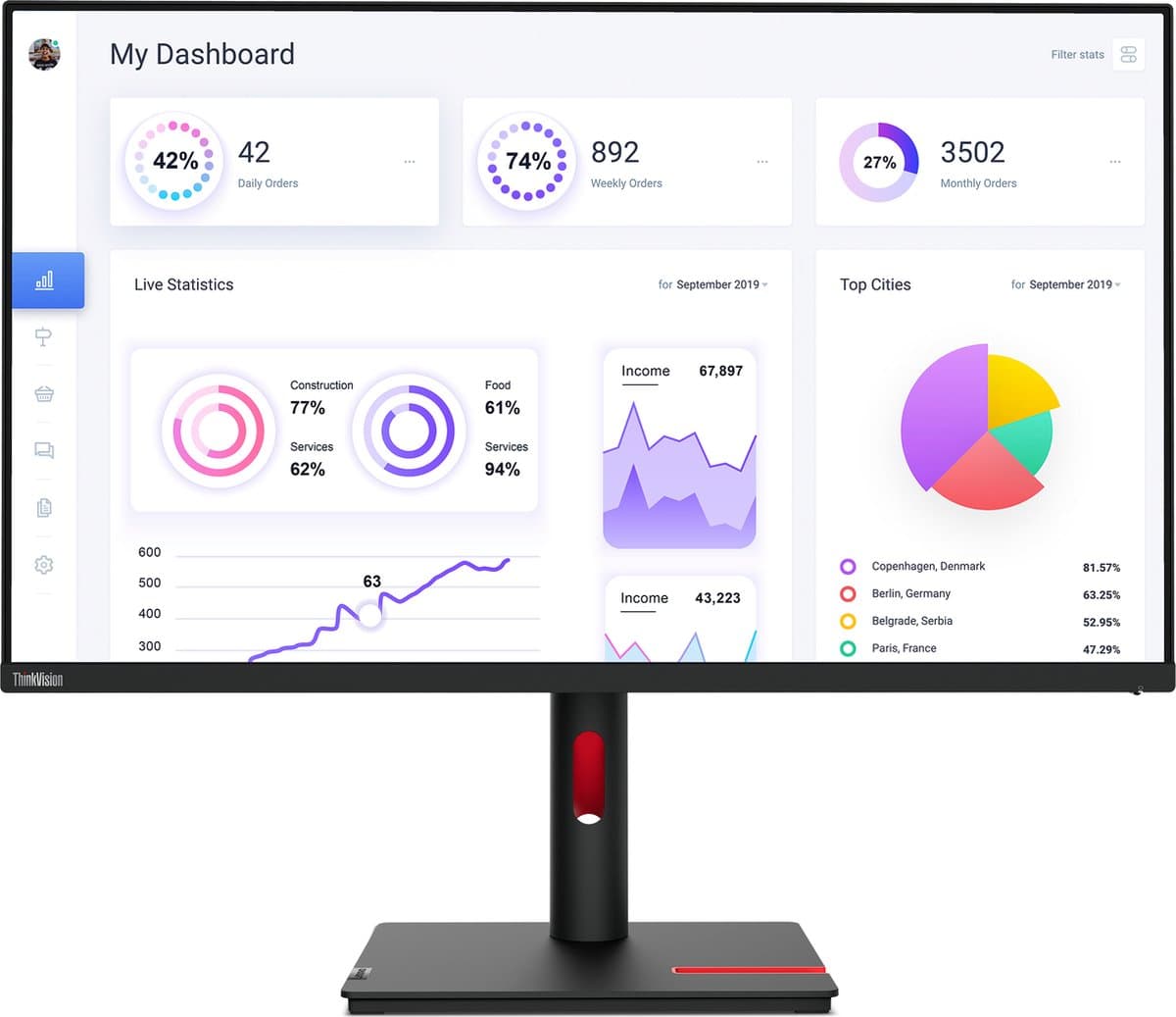 Monitor Lenovo T32P-30 4K Ultra HD 32" IPS LED — afbeelding 1