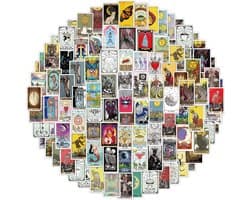 Tarot Kaarten Stickers - 110 stuks - Orakel stickers voor laptop, ipad, telefoon, schrift, muur etc. - Met grappige designs - Ca 4x6CM