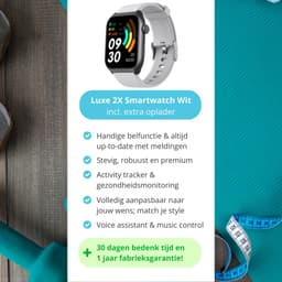 Nexvex® Luxe 2X Smartwatch voor Dames en Heren - Sporthorloge met Belfunctie - Bloeddrukmeter - Stappenteller - Sport Horloge met Hartslagmeter - Smart Watch Saturatiemeter - Bluetooth Activity Tracker - Android/iOS - 2.0 Inch - Wit Horlogebandje — thumbnail 4