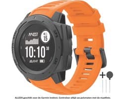 Oranje Siliconen sporthorlogebandje geschikt voor Garmin Instinct en Instinct 2 (niet voor S en L varianten!) – Maat: zie maatfoto – orange smartwatch strap - band - horlogeband - wearable - polsbandje - rubber
