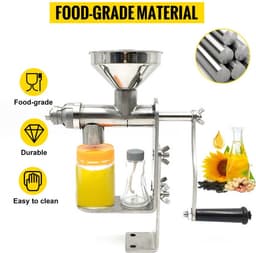 Oliepers - Oliepersmachine - Olie pomp - Olie-extractor - Handpers - Roestvrijstaal - Voor pindas, zonnebloemzaad, theezaad, sesamzaad, walnoot, kokosnoot, lijnzaad, enz. — thumbnail 3