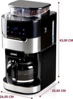 DOMO DO721K Koffiezetapparaat Grind & Brew - Filterkoffie - Geschikt Voor Koffiebonen en Gemalen Koffie - 12 Kopjes - Zwart — thumbnail 5