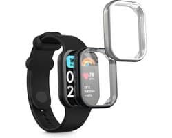 kwmobile 2x smartwatch hoes geschikt voor Xiaomi Smart Band 8 Pro / Smart Band 9 Pro hoesje - Siliconen sporthorloge cover - Activity tracker case in zwart / zilver