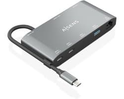 AISENS ASUC-8P010-GR laptop dock & poortreplicator Bedraad USB 3.2 Gen 1 (3.1 Gen 1) Type-C Grijs