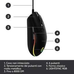 Logitech G203 LIGHTSYNC - Bedrade Gaming Muis - RGB verlichting - Zwart — thumbnail 10