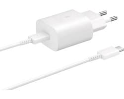 Samsung Fast Charge 25W Power Adapter 220V Lader - incl. USB-C naar USB-C Kabel - Wit