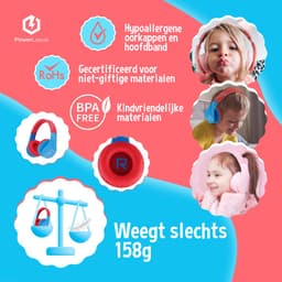 PowerLocus P1 Kids Kinder Koptelefoon Draadloos - Koptelefoon voor kinderen - Veilig volume van 85 dB - Bluetooth Hoofdtelefoon - Met microfoon - incl. Premium Case - Blauw/Rood — thumbnail 8