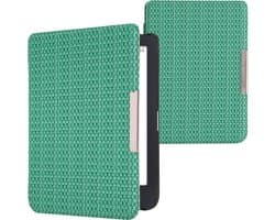 kwmobile ereader hoesje geschikt voor Tolino Shine 3 - Case met magnetische sluiting - Hoes voor e-reader in donkergroen / lichtgroen - Grasgroen design