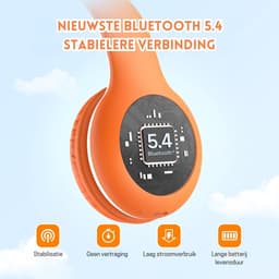 StayPowered Bluetooth Hoofdtelefoon voor Kinderen - Veilig en Kwalitatief Geluid - 85/94 dB Volumeregeling - 40 Uur Batterij - HD Microfoon - Opvouwbaar en Verstelbaar - Snelle Bluetooth 5.4 - Oranje - Levering Sneller dan Aangegeven! — thumbnail 3