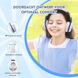 StayPowered Bluetooth Hoofdtelefoon voor Kinderen - Veilig en Kwalitatief Geluid - 85/94 dB Volumeregeling - 40 Uur Batterij - HD Microfoon - Opvouwbaar en Verstelbaar - Snelle Bluetooth 5.4 - Wit - Levering Sneller dan Aangegeven! — thumbnail 4
