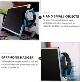 4 pack - Plastic hoofdtelefoonhouder - Koptelefoon Houder - Headset Houder - Rackstan daardhaak - voor computer Internetbar Bureau Kantoor -Monitor Houder - Zelfklevend(4-pack, Wit) — thumbnail 3