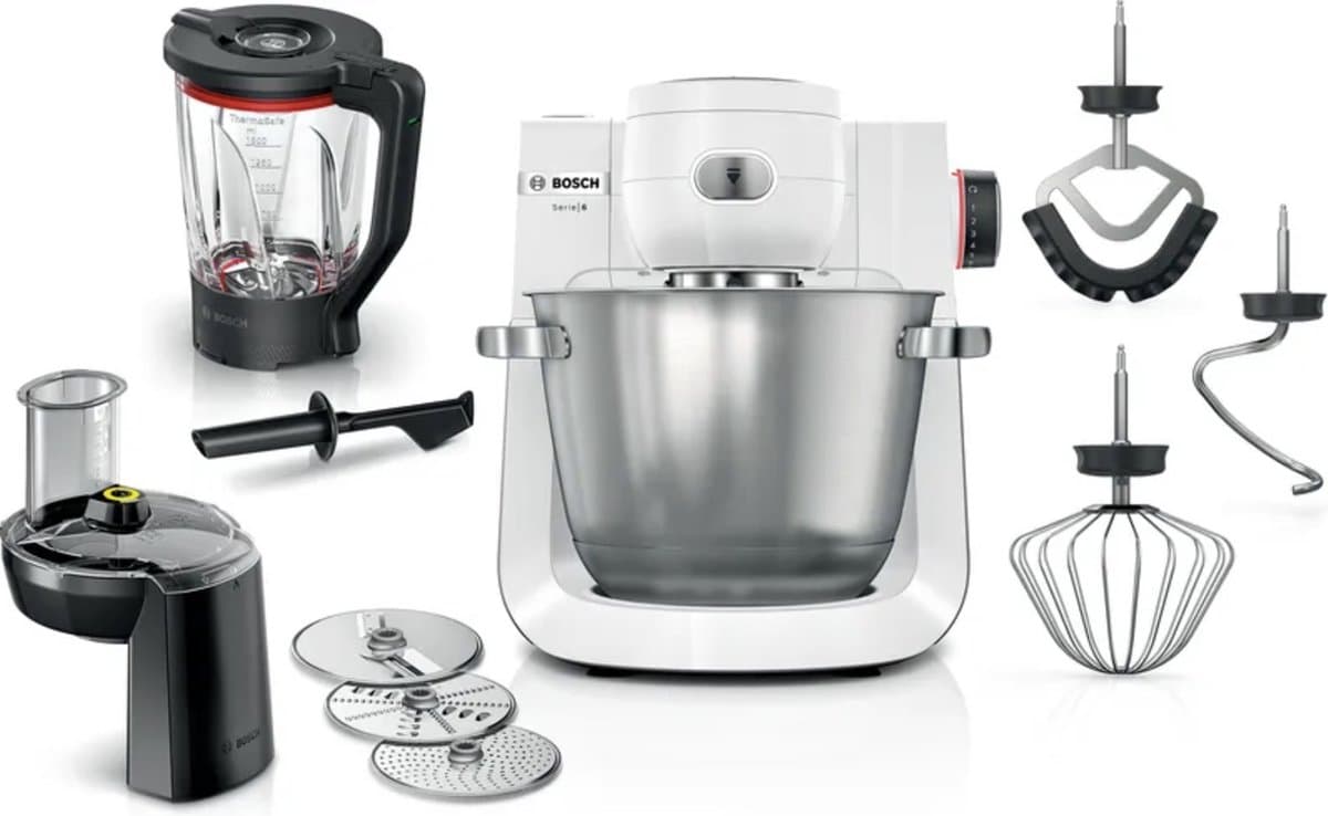 Bosch MUM Serie 6 - MUMS6EW22 - Keukenmachine - 1600W - 5,5L - Wit/RVS — afbeelding 1