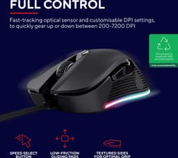 Trust GXT 922 Ybar Gaming Muis - 7200 DPI - RGB Verlichting - USB Bedrade Gaming Muis - Zwart — thumbnail 15
