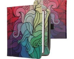 kwmobile flip cover geschikt voor Pocketbook Era / Era Color - Hoes met handgreep en voorvak voor e-reader - Book case in roze / blauw / groen - Kleurrijk design