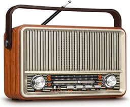 Vintage Draagbare Radio - AM/FM/SW Radio met Bluetooth - 1800 mAh Batterij - USB/TF/AUX - Geschikt voor Ouderen — thumbnail 1