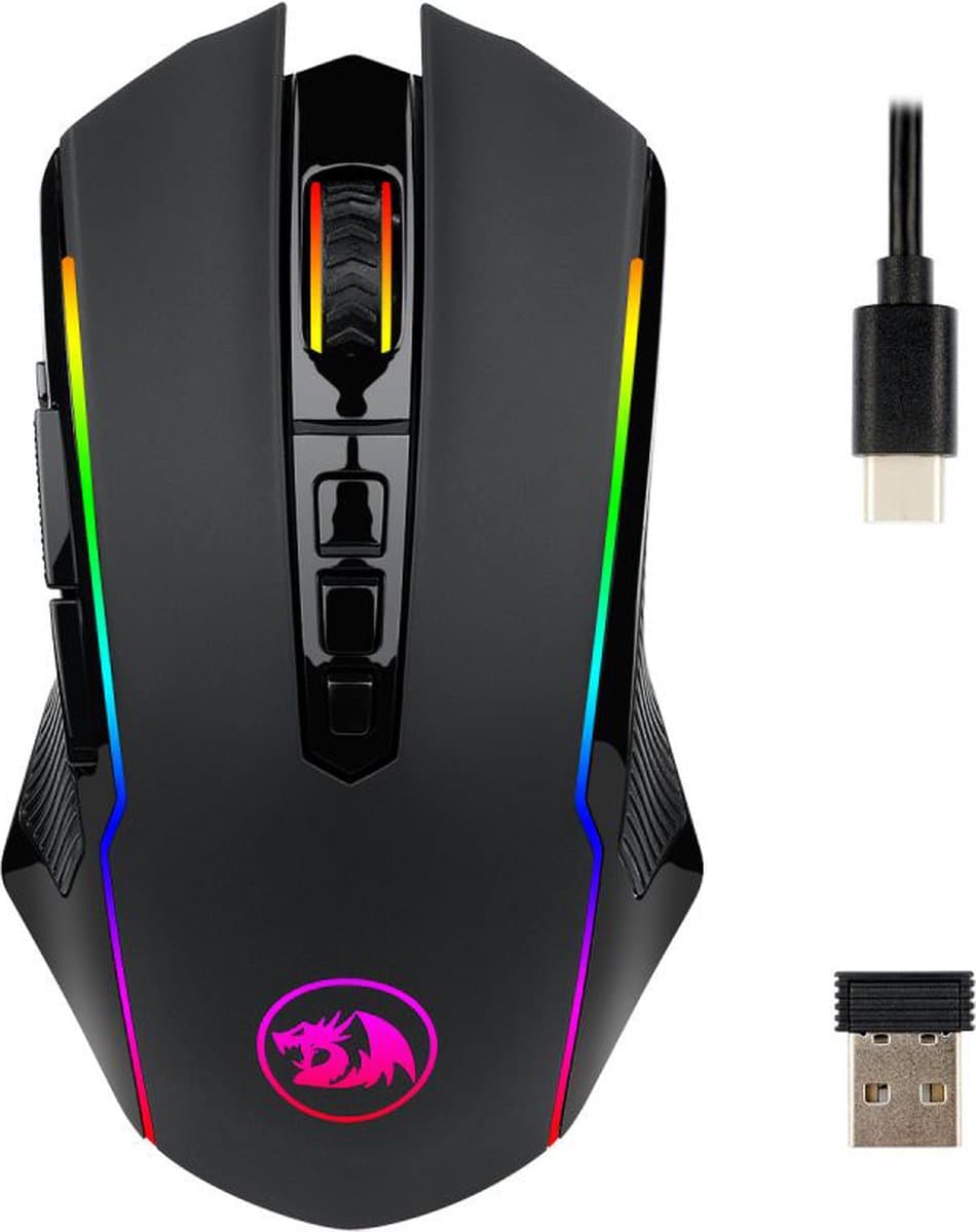 Redragon M910-KS RANGER LITE RGB 2.4G Wireless/Wired Double Modes Gaming Muis 8000 DPI met Rapid Fire knoppen - Zwart — afbeelding 1