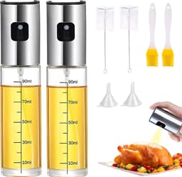 Olijfolie Sprayer deluxe - Olijfolie Fles Verstuiver voor Keuken - 8-delige set - olijfolie diffuser - keuken spray - inclusief trechter - BBQ Accesoires - Airfryer - Cooking Spray - Oliespray - Oliefles - Bakspray - geleverd met schoonmaakborstel — thumbnail 1