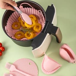 Airfryer siliconen bakje - 7 stuks - Airfryer accessoires - Vaatwasser veilig - BPA-vrij - roze — thumbnail 5
