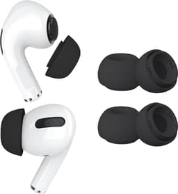 MMOBIEL 2 Paar Vervangende Oordopjes Tips Geschikt voor AirPods Pro Gen 1 & 2 - Antislip Siliconen Oordopjes met Ruisonderdrukkingsgat, Draagbare Opbergdoos en Passen in Oplaadcase - M - Zwart — thumbnail 1
