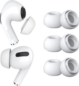 MMOBIEL 3 Paar Vervangende Oordopjes Tips Geschikt voor AirPods Pro Gen 1 & 2 - Antislip Siliconen Oordopjes met Ruisonderdrukkingsgat, Draagbare Opbergdoos en Passen in Oplaadcase - S - Wit — thumbnail 1