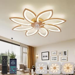 8 Bloem Ventilator Lamp - Moderne Plafondlamp Ventilator - 6 Standen - Goud - Dimbaar - Plafondventilator — thumbnail 4