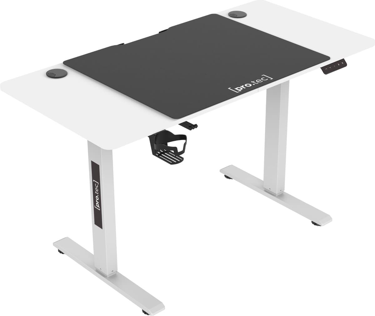 Game bureau Stryn op wielen zit sta elektrisch 120x60x72-117 cm wit en zwart pro.tec — afbeelding 1