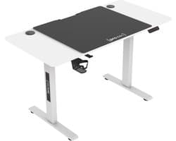 Game bureau Stryn op wielen zit sta elektrisch 120x60x72-117 cm wit en zwart pro.tec
