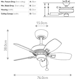 Plafondventilator met verlichting - Canfield - 30in / 76 cm ventilator - geborsteld nikkel — thumbnail 4