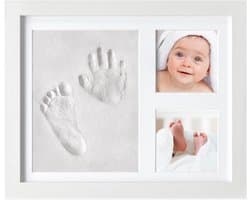 Frummel Baby Fotolijstje met Klei Afdruk (Gipsafdruk baby) - Beter dan gips afdruk - Klei Afdruk Baby Voet en Hand - Kraamcadeau Meisje / Kraamcadeau Jongen - Babyshower