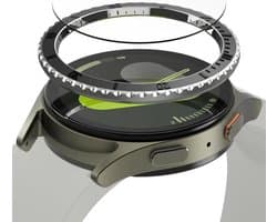Ringke Bezel Styling + Tempered Glass Geschikt voor Samsung Galaxy Watch 7 44MM - RVS Watch Cover + Screen Protector - 44-96 Zwart