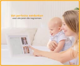 Frummel Baby Fotolijstje met Klei Afdruk (Gipsafdruk baby) - Beter dan gips afdruk - Klei Afdruk Baby Voet en Hand - Kraamcadeau Meisje / Kraamcadeau Jongen - Babyshower — thumbnail 4