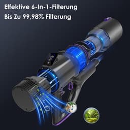 Stofzuiger 500 W draadloos - looptijd 80 min - touchscreen - anti-klitborstel - auto huis — thumbnail 3