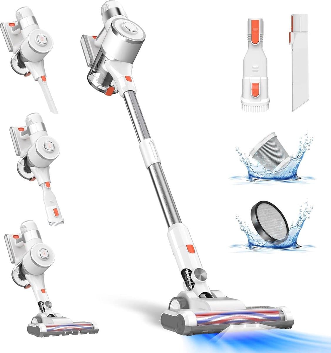 30KPa U10 Pro draadloze steelstofzuiger - krachtige 6-in-1 lichte stofzuiger voor hardhout tapijt huisdierhaar - oplaadbare batterij - toetsenbord auto wandreiniging — afbeelding 1