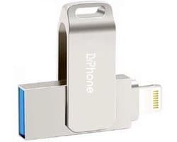 DrPhone FDS5 Flashdrive 2 in 1 Lightning naar USB - Geheugenstick - 32 GB - Externe opslag Geschikt voor iPhone/ PC/laptop – Zilver