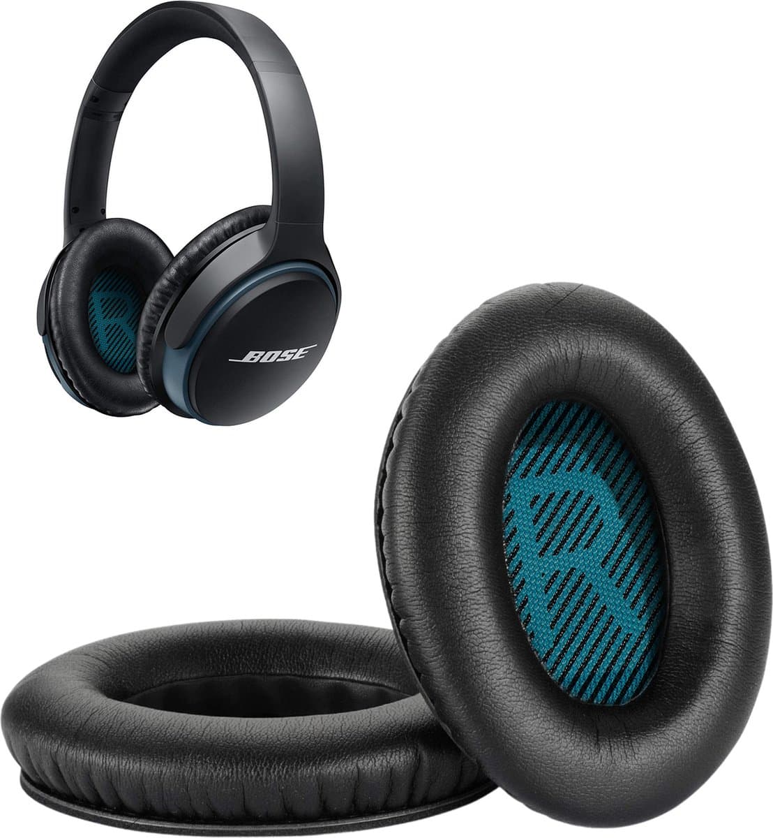 Set Oorkussens geschikt voor Bose QuietComfort 35 ii / 35 / 25 / 15 / 2 / Soundtrue - Soundlink Around-Ear AE2 / AE2W / AE2I - Oorkussens voor koptelefoon - Ear pads headphones zwart / blauw — afbeelding 1