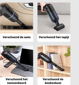 Currero Auto Stofzuiger - Auto Stofzuiger Draadloos - Kruimeldief - Kruimeldief Snoerloos - Kruimeldief Best Verkocht - Zwart — thumbnail 3