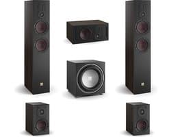 DALI Opticon 6 MK2 - Opticon 1 MK2 - Opticon Vokal MK2 - Dali Sub E12-F (Zwart) - 5.1 Surround bundel - Tabacco Oak