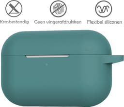 Hoesje Geschikt voor Apple AirPods Pro 2 - Siliconen Hoes met Clip - Silicone Case Cover - Donkergroen — thumbnail 4