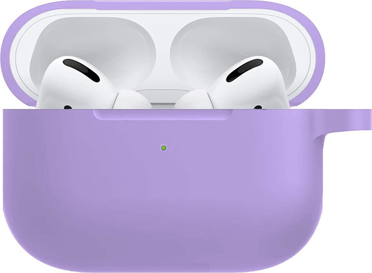 Hoesje - Geschikt voor Apple AirPods Pro 2 - met Clip - Siliconen Hoes - Silicone Case Cover - Lila — afbeelding 1