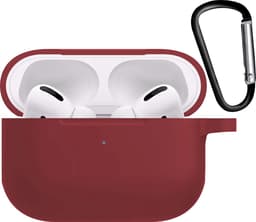 Hoesje - Geschikt voor Apple AirPods Pro 2 - met Clip - Siliconen Hoes - Silicone Case Cover - Wijnrood — thumbnail 2