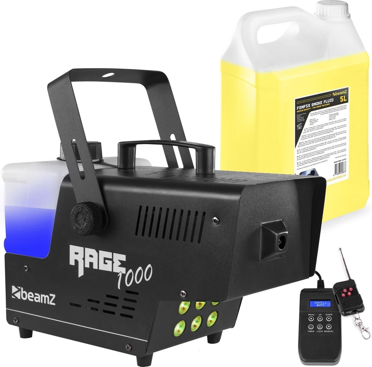 Rookmachine - BeamZ RAGE1000LED met draadloze bediening + 5L rookvloeistof — afbeelding 1