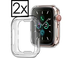 Hoes Geschikt voor Apple Watch Series 8 45 mm Siliconen Case - Hoesje Geschikt voor Apple Watch Series 8 45 mm Hoesje Cover Case - Transparant - 2 PACK