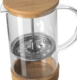 Secret de Gourmet Glazen Koffiezetapparaat met Bamboe Deksel - 600,0 mL, Transparant en Bruin — thumbnail 2